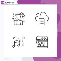 conjunto de 4 iconos de interfaz de usuario modernos símbolos signos para cuenta café nube creador de música elementos de diseño vectorial editables vector
