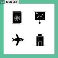 Set of 4 Modern UI Icons Symbols Signs for api presentation platform chart plane Editable Vector Design Elements