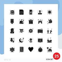 Pack of 25 creative Solid Glyphs of winter christmas device waiter assistant Editable Vector Design Elements