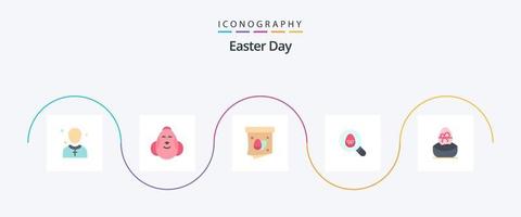 paquete de iconos de pascua flat 5 que incluye vacaciones. huevo. bebé. buscar. Pascua de Resurrección vector