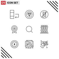 Editable Vector Line Pack of 9 Simple Outlines of search guarantee no finance badge Editable Vector Design Elements