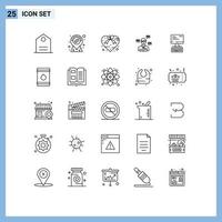 Concepto de 25 líneas para sitios web, móviles y aplicaciones, teclado, cinta emergente, administrador de chat, elementos de diseño vectorial editables vector