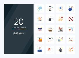 20 Quit Smoking Flat Color icon for presentation vector