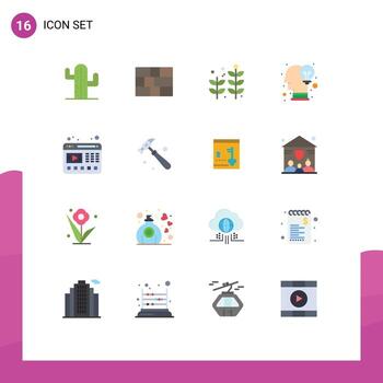 Paquete de 16 colores planos de interfaz de usuario de signos y símbolos modernos del paquete editable de idea de reproductor de hoja de video de sitio web de elementos creativos de diseño de vectores