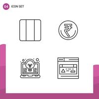 Editable Vector Line Pack of 4 Simple Filledline Flat Colors of distribute rupee layout finance bulb Editable Vector Design Elements