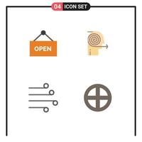 4 Flat Icon concept for Websites Mobile and Apps open blow focusing solutions focus weather Editable Vector Design Elements