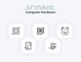 paquete de iconos de línea de hardware de computadora 5 diseño de iconos. él. computadora. cable. electrónico. datos vector