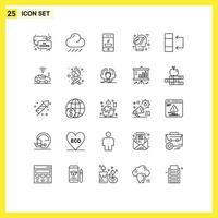 Universal Icon Symbols Group of 25 Modern Lines of data green call environment eco Editable Vector Design Elements