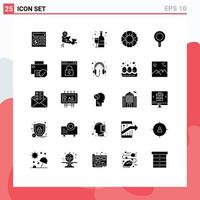 Modern Set of 25 Solid Glyphs Pictograph of computers pan supermarket kitchen nature Editable Vector Design Elements