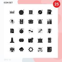 Set of 25 Modern UI Icons Symbols Signs for file data seo dvd cd Editable Vector Design Elements