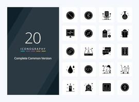 20 Complete Common Version Solid Glyph icon for presentation vector