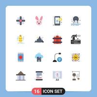 16 Universal Flat Color Signs Symbols of bundle waste accounting sewage pollution Editable Pack of Creative Vector Design Elements