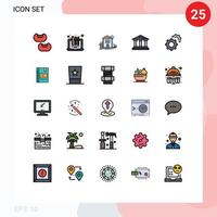 paquete de iconos de vectores de stock de 25 signos y símbolos de línea para elementos de diseño de vectores editables del banco de finanzas de la corte de engranajes