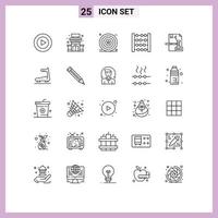 conjunto de 25 iconos modernos de la interfaz de usuario signos de símbolos para los elementos de diseño vectorial editables del contador comercial del día de derechos de autor de dmca vector