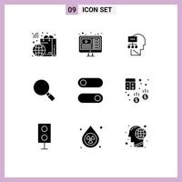 Set of 9 Modern UI Icons Symbols Signs for switch search planning magnifying glass Editable Vector Design Elements