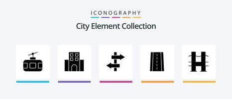 City Element Collection Glyph 5 Icon Pack Including car . journey. hotel . sign .. Creative Icons Design vector