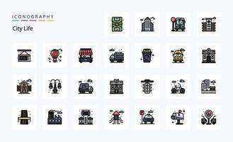 25 City Life Line Filled Style icon pack vector