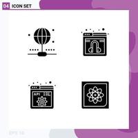 4 Universal Solid Glyphs Set for Web and Mobile Applications connection development chat service computation Editable Vector Design Elements