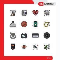 Universal Icon Symbols Group of 16 Modern Flat Color Filled Lines of extractor smoking heart no gift Editable Creative Vector Design Elements