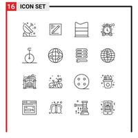 16 Universal Outline Signs Symbols of circus watch education timer web Editable Vector Design Elements