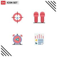 Group of 4 Modern Flat Icons Set for audience alarm person comfortable mute Editable Vector Design Elements