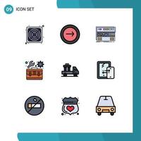 9 Filledline Flat Color concept for Websites Mobile and Apps delivery toolbox audio repair sound Editable Vector Design Elements