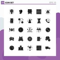 Set of 25 Modern UI Icons Symbols Signs for open volume amplifier user vehicles outline Editable Vector Design Elements