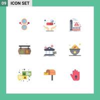 9 Creative Icons Modern Signs and Symbols of payments board factory vegetable shopping Editable Vector Design Elements