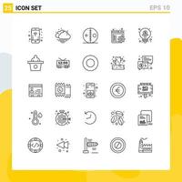 25 User Interface Line Pack of modern Signs and Symbols of finance business doll settings browser Editable Vector Design Elements