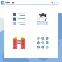 Pack of 4 creative Flat Icons of checklist buildings menu keyboard construction Editable Vector Design Elements