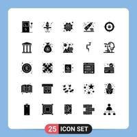 Group of 25 Modern Solid Glyphs Set for research human performance business toothpaste Editable Vector Design Elements