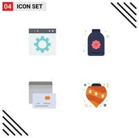 Modern Set of 4 Flat Icons Pictograph of browser card page sauna pay Editable Vector Design Elements