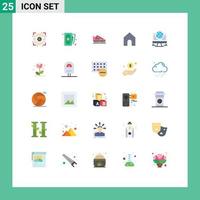 Flat Color Pack of 25 Universal Symbols of connection interface boot instagram skating Editable Vector Design Elements