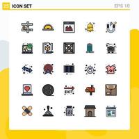 Group of 25 Filled line Flat Colors Signs and Symbols for learn alert coding notify bell Editable Vector Design Elements