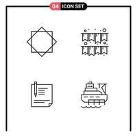 Set of 4 Modern UI Icons Symbols Signs for alert file warning party paper Editable Vector Design Elements