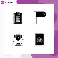 Modern Set of 4 Solid Glyphs and symbols such as coding trophy design sign application Editable Vector Design Elements