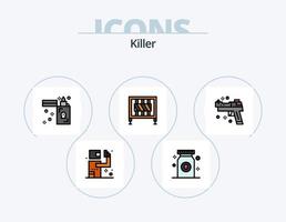 paquete de iconos llenos de línea asesina 5 diseño de iconos. delincuente. cráneo. bandido. forma. huesos vector