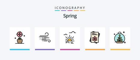 Spring Line Filled 5 Icon Pack Including anemone. nature. blow. flower. flora. Creative Icons Design vector