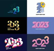 Big Collection of 2023 Happy New Year symbols Cover of business diary for 2023 with wishes vector