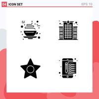 4 Universal Solid Glyph Signs Symbols of chocolate media hot hospital archive Editable Vector Design Elements