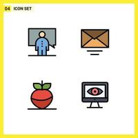 Group of 4 Filledline Flat Colors Signs and Symbols for communication turnip person email computer Editable Vector Design Elements