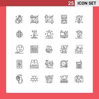 Universal Icon Symbols Group of 25 Modern Lines of data market analysis qr bulb green Editable Vector Design Elements