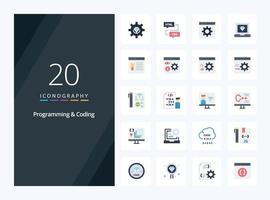 20 Programming And Coding Flat Color icon for presentation vector