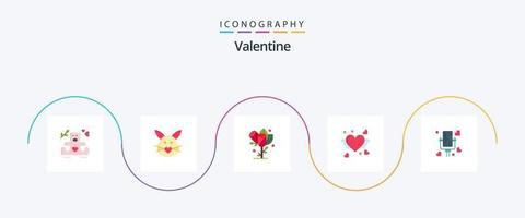 paquete de iconos de san valentín plano 5 que incluye flor. día. conejo. san valentin Pascua de Resurrección vector