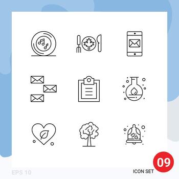 9 Universal Outlines Set for Web and Mobile Applications envelope contact us leaf contact mail Editable Vector Design Elements