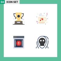 Stock Vector Icon Pack of 4 Line Signs and Symbols for trophy internet prize love notification Editable Vector Design Elements