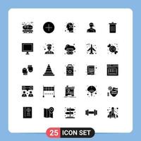 Modern Set of 25 Solid Glyphs Pictograph of basket linesman optimistic judge arbiter Editable Vector Design Elements