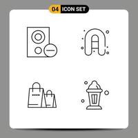 4 Universal Filledline Flat Colors Set for Web and Mobile Applications computers handbag hardware camping shop Editable Vector Design Elements