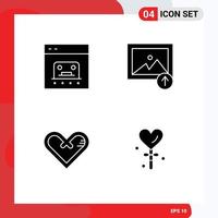 conjunto de 4 iconos de interfaz de usuario modernos símbolos signos para la banca amor en línea foto regalo elementos de diseño vectorial editables vector