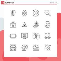 Universal Icon Symbols Group of 16 Modern Outlines of user engagement engagement egg dote magnifier Editable Vector Design Elements